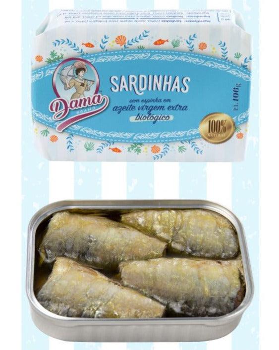 Sardines in organic extra virgin olive oil, boneless (BIO) | Dama